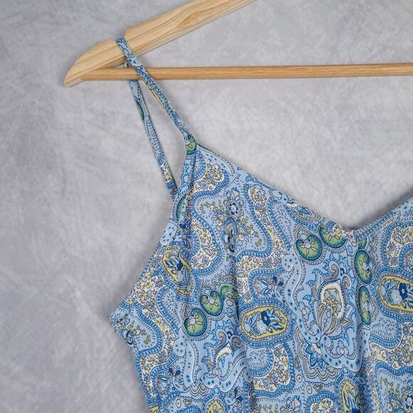 Vntg Y2K Gap Slip Dress Womens 2 Blue Rayon Paisley Strappy Whimsy Fairy - Picture 3 of 16